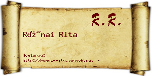 Rónai Rita névjegykártya